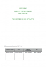 Piano di emergenza e di evacuazione: procedure e schede operative. Fac-simile