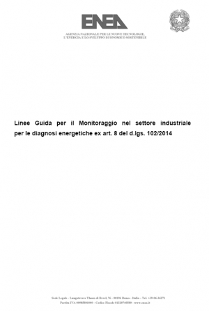 Linee Guida per il Monitoraggio nel settore industriale per le diagnosi energetiche ex art. 8 del d.lgs. 102/2014