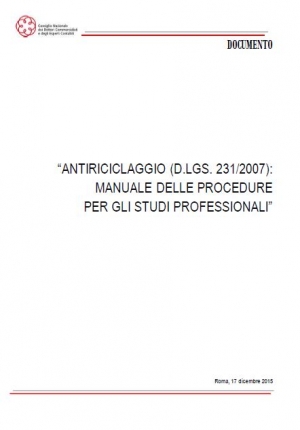 Antiriciclaggio (d.lgs. 231/2007): manuale delle procedure per gli studi professionali