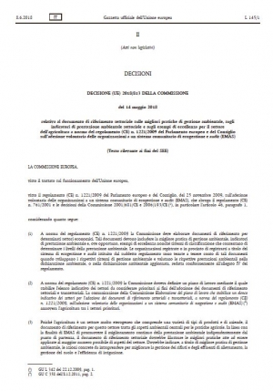 Decisione (UE) 2018/813. Agricoltura ecogestione e audit (EMAS)